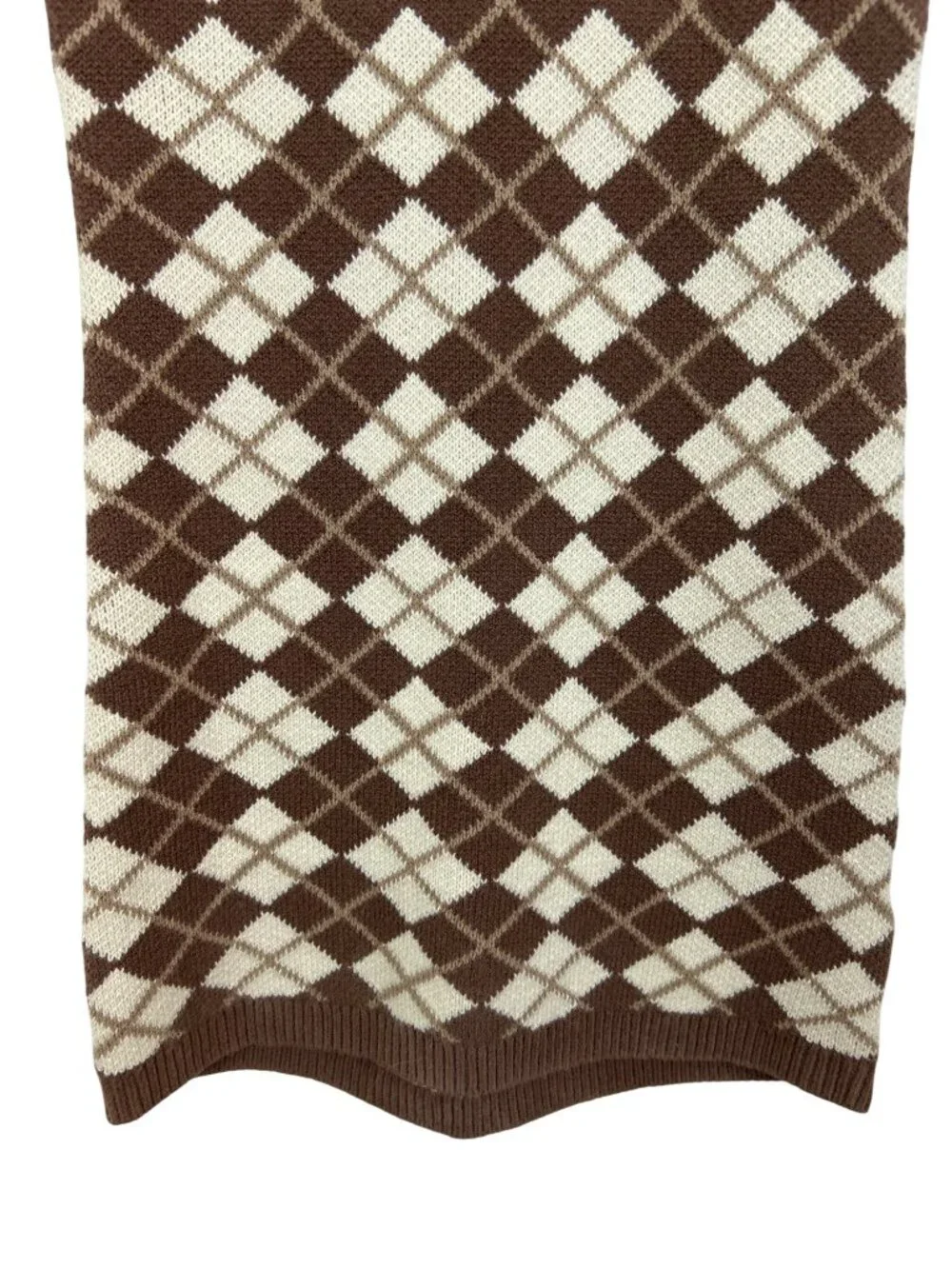 Hollister Sweater Bodycon Vest Dress XS Argyle V-Neck Sleeveless Mini Dress Y2K